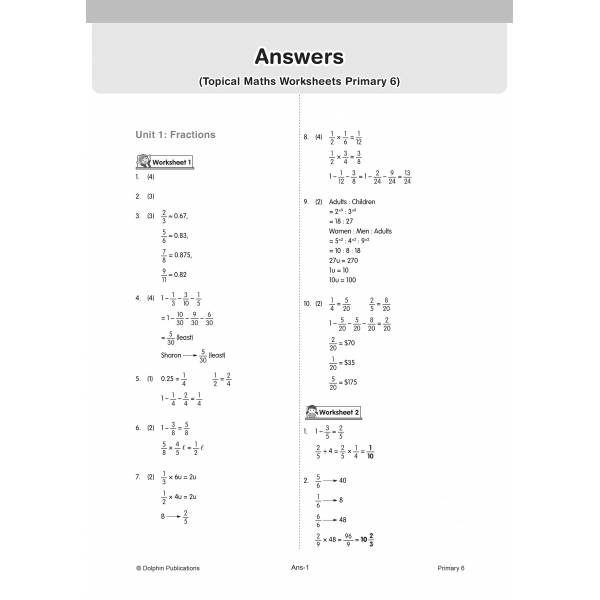 Topical Maths Worksheets Primary 6 (Pack) - 2nd Edition