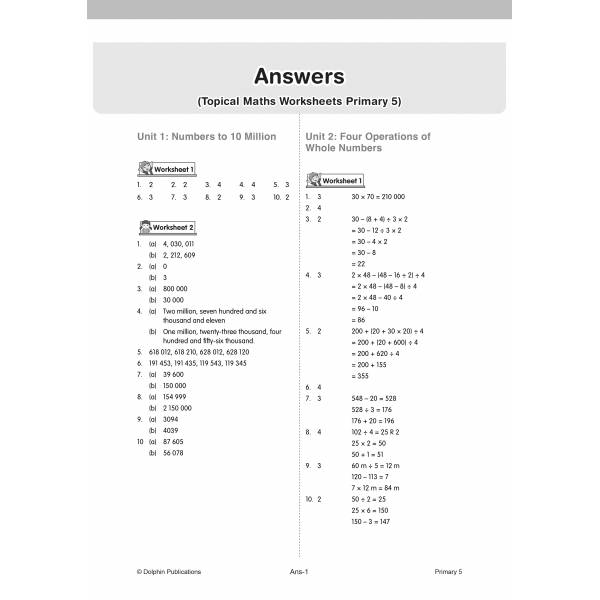 Topical Maths Worksheets Primary 5 (Pack)