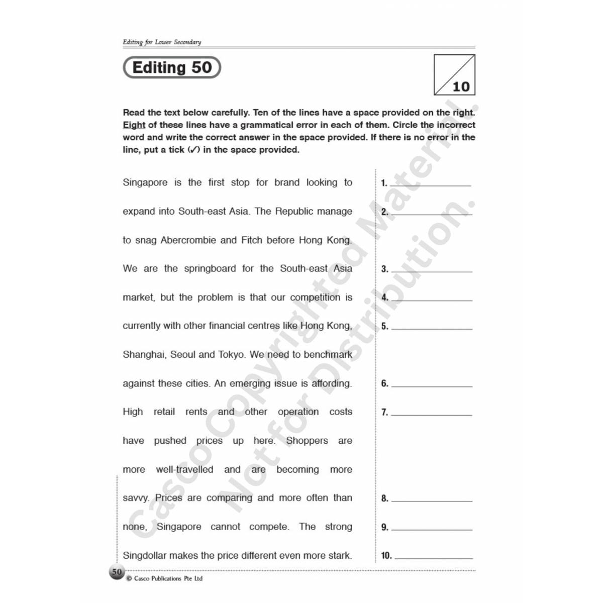 50 Practice Tests Lower Secondary English Editing
