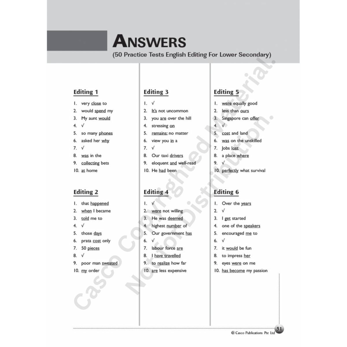 50 Practice Tests Lower Secondary English Editing