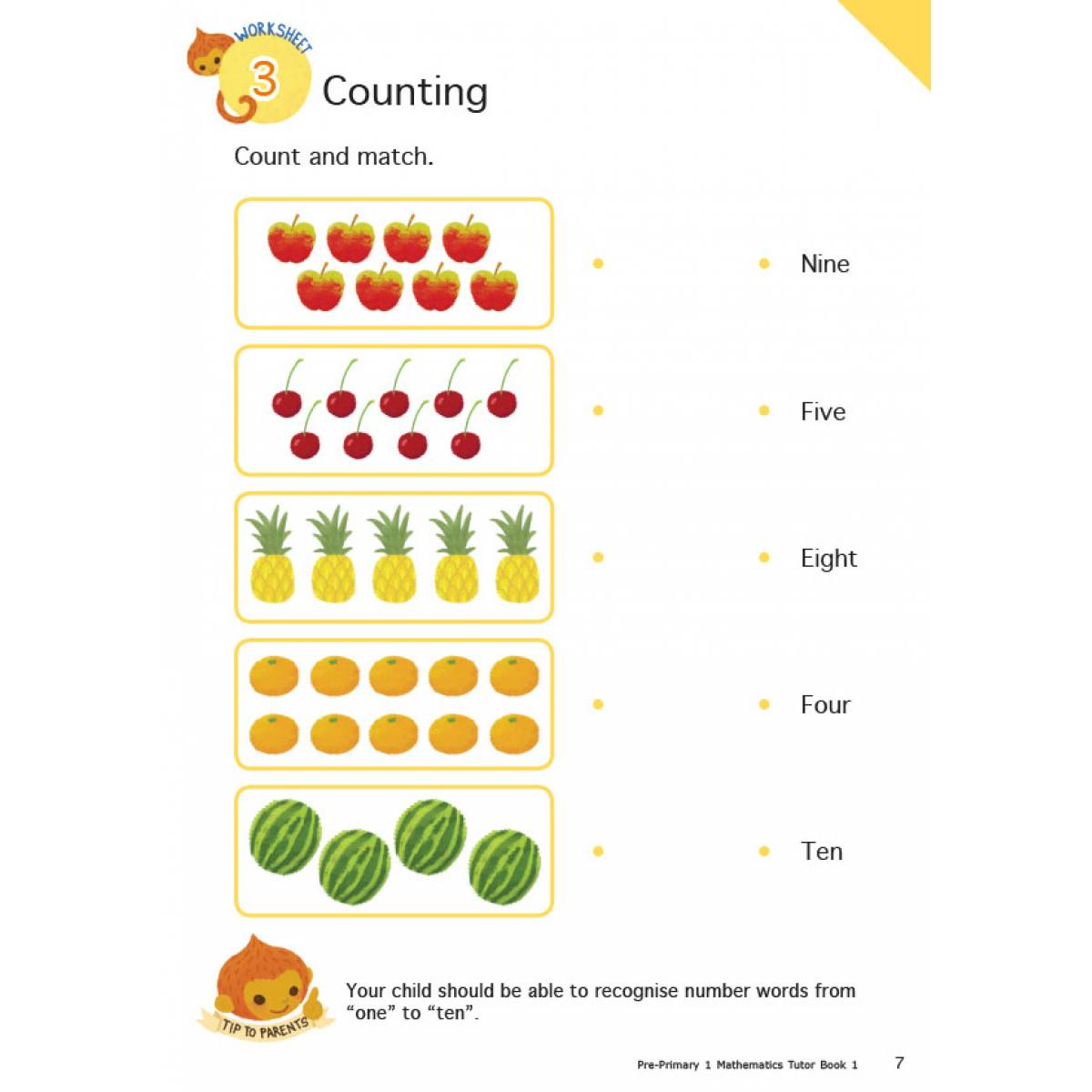 Primry 1 Math Pre-Primary One Mathematics Tutor Book 1